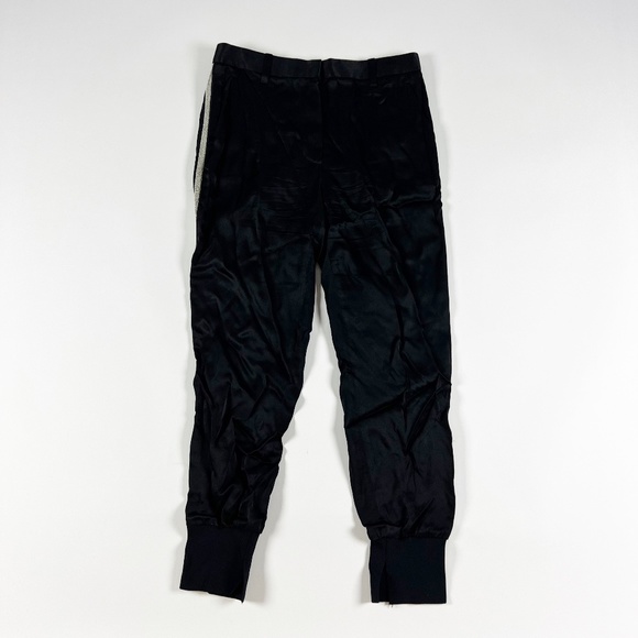 3.1 Phillip Lim Pants - 3.1 Phillip Lim Satin Beaded Tuxedo Stripe Trim Ankle Cropped Jogger Pants Black